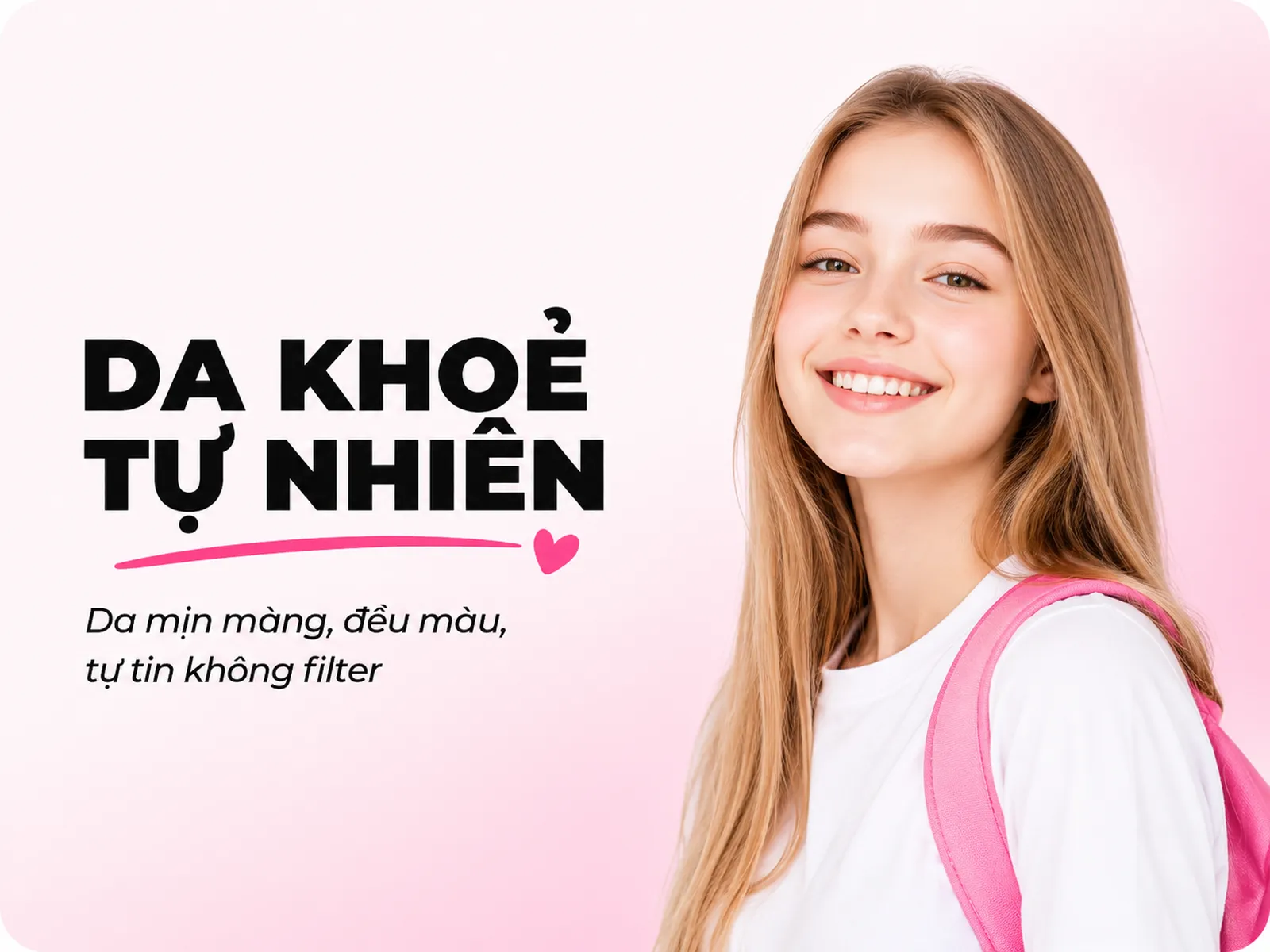 Học sinh tuổi teen da khoẻ tự nhiên, da đều màu mịn màng, tự tin, không tẩy trắng