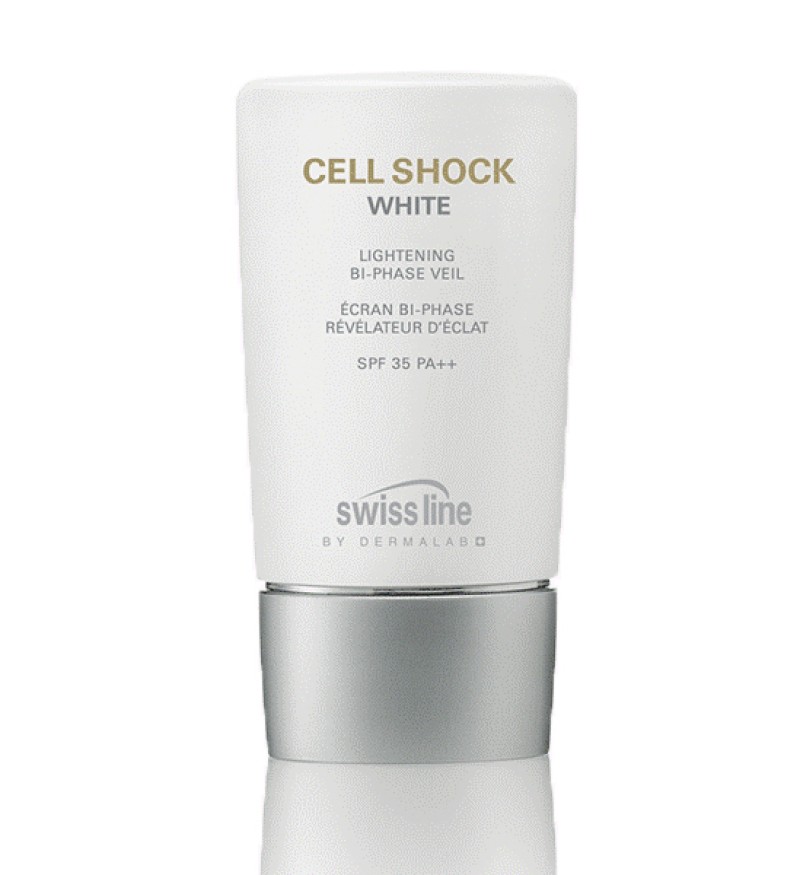 Nhũ tương bảo vệ và làm trắng da Swissline Cell Shock White Lightening Bi-Phase Veil SPF 35/PA++ chai 45ml -  MS 1815