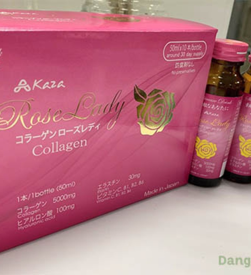Nước uống collagen Kaza Rose Lady 5.000mg hộp 10 chai