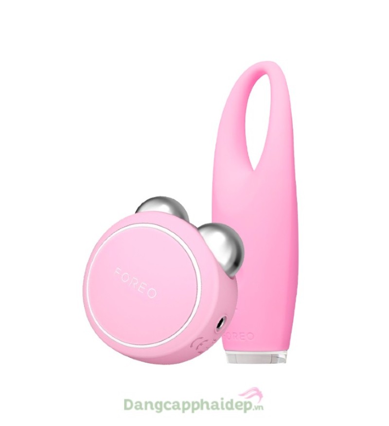 Bộ đôi máy massage nâng cơ giảm bọng mắt Foreo Bear Mini + Foreo Iris (Hồng nhạt)