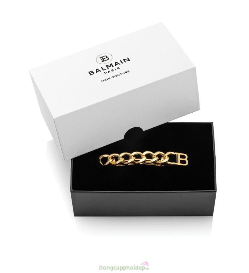 Kẹp Barrette mạ vàng phiên bản giới hạn Balmain Hair Chain Barrette Pour Cheveux FW21