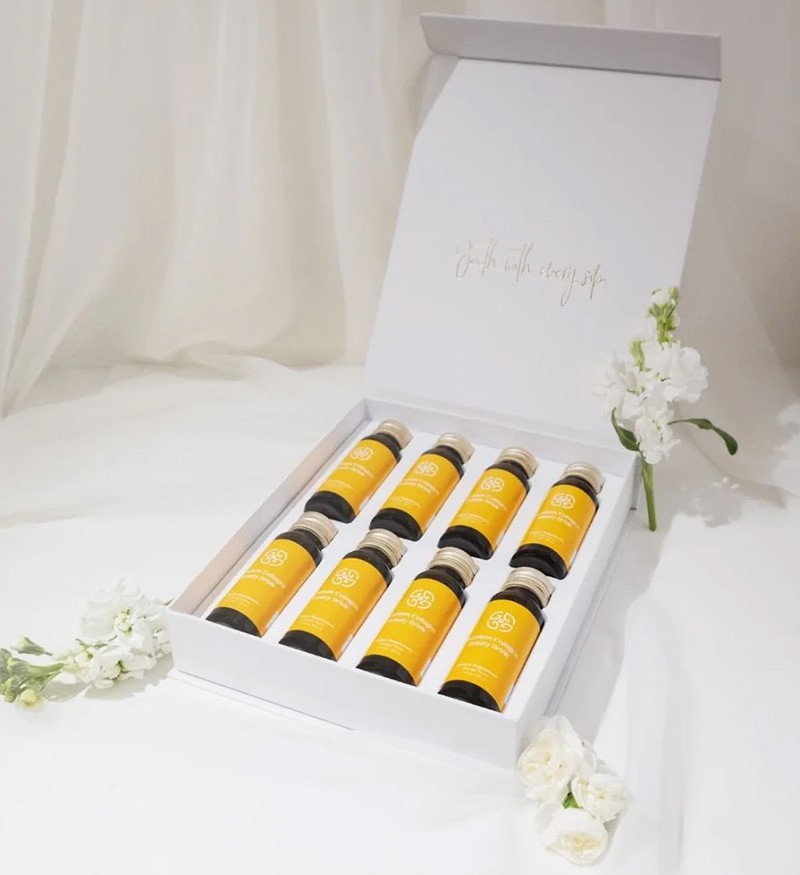 Nước uống collagen vàng từ da cá hồi đại dương Glamore Collagen Beauty Drink 8 hộp x 50ml