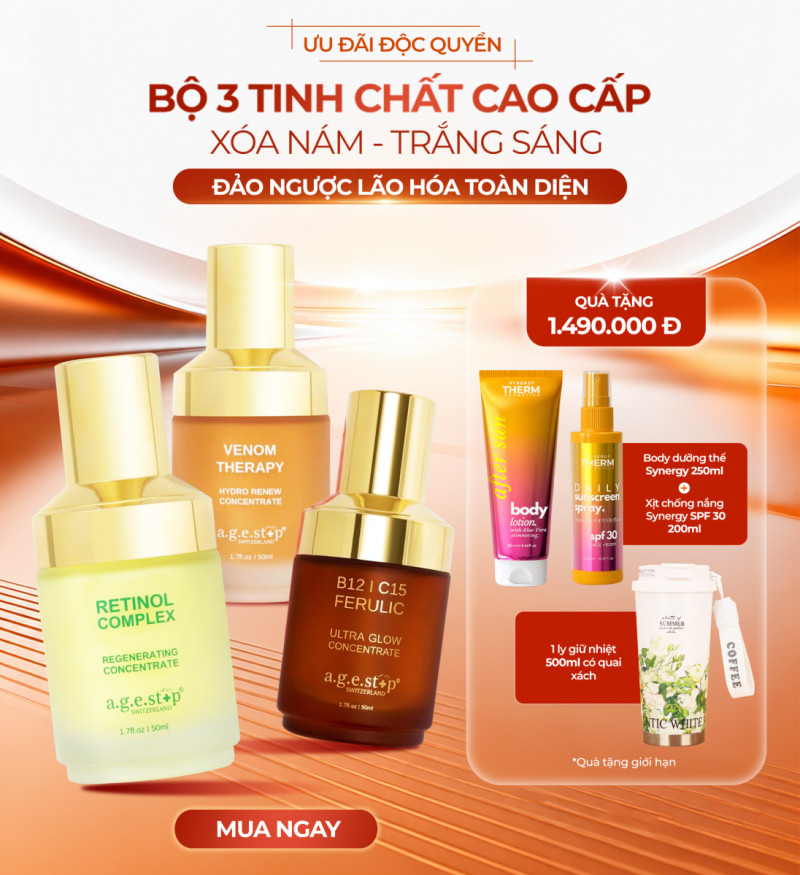 Bộ 3 trẻ hóa, làm sáng và chống lão hóa chuyên sâu Agestop