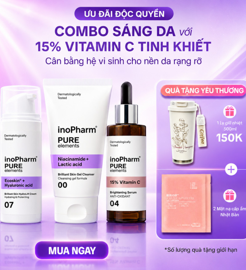 Combo chăm sóc da sáng khỏe, cấp ẩm và phục hồi chuyên sâu InoPharm