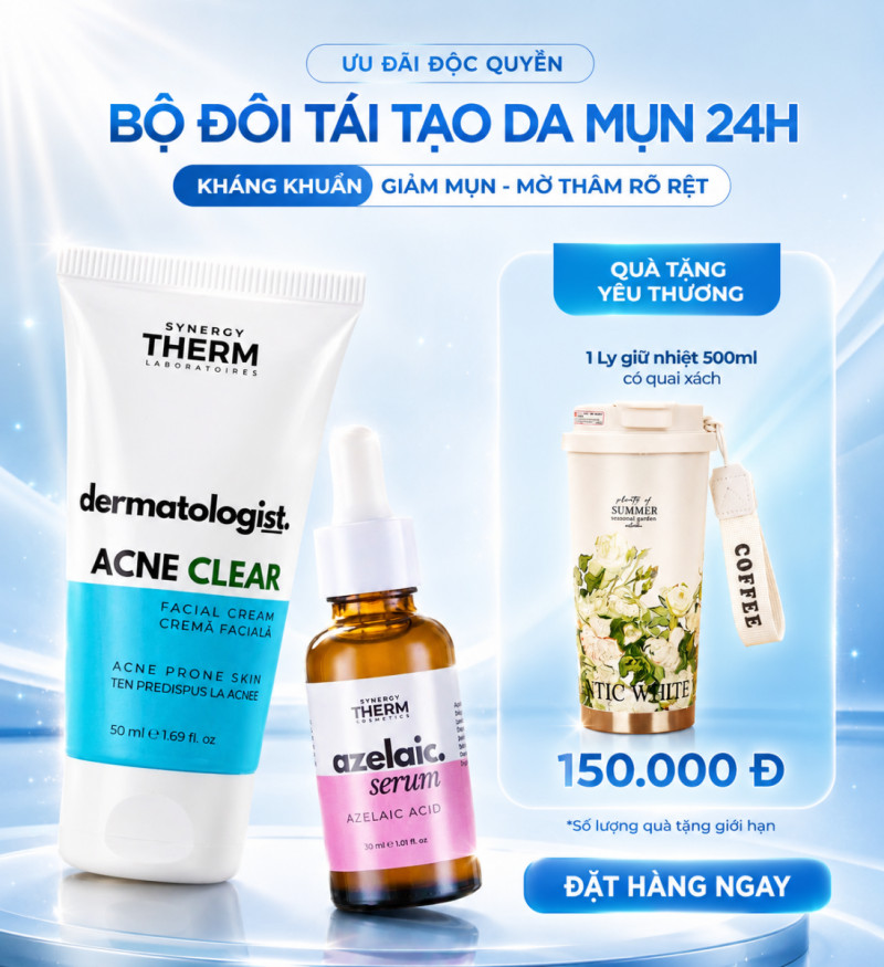 Combo giảm mụn, mờ thâm, nuôi dưỡng da sáng khỏe Synergy Therm