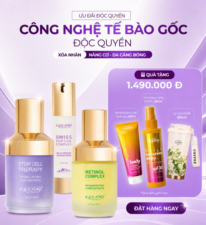 Combo tái tạo, nâng cơ và phục hồi da chuyên sâu Agestop