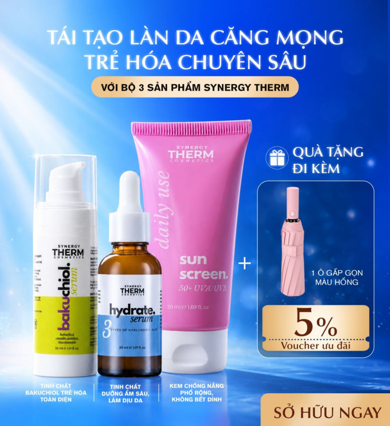 Combo dưỡng ẩm, trẻ hóa da, chống nắng toàn diện Synergy Therm
