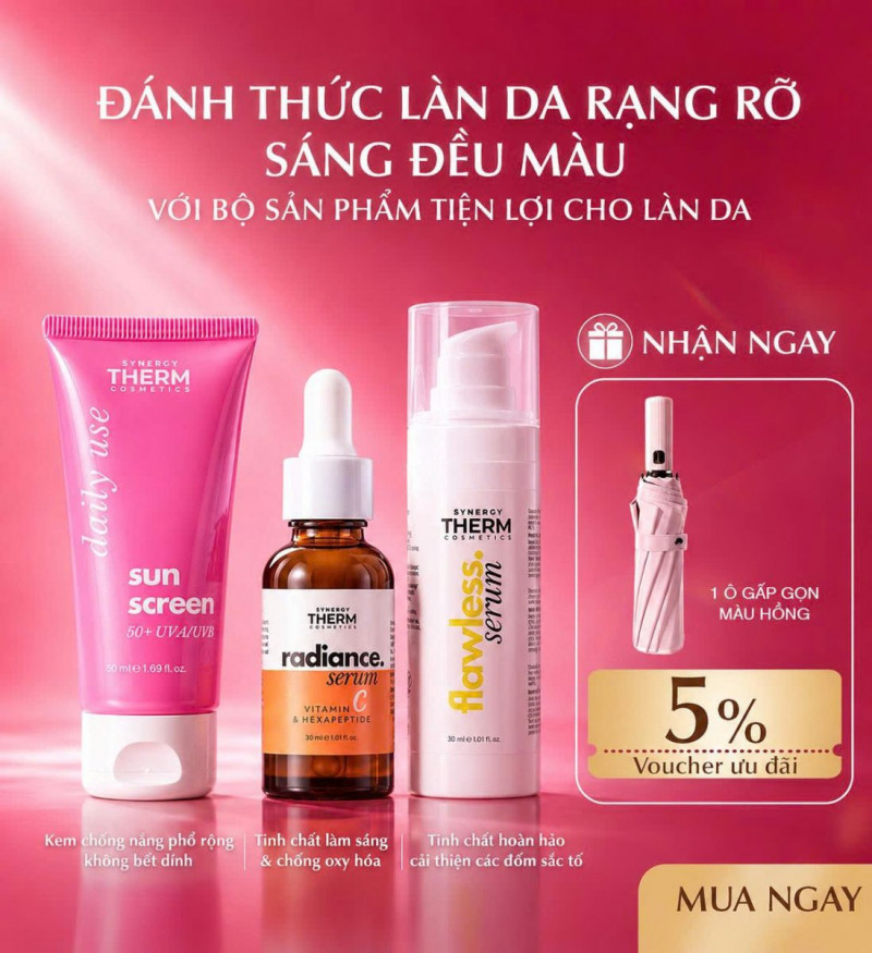 Combo mờ thâm, dưỡng sáng, bảo vệ da toàn diện Synergy Therm