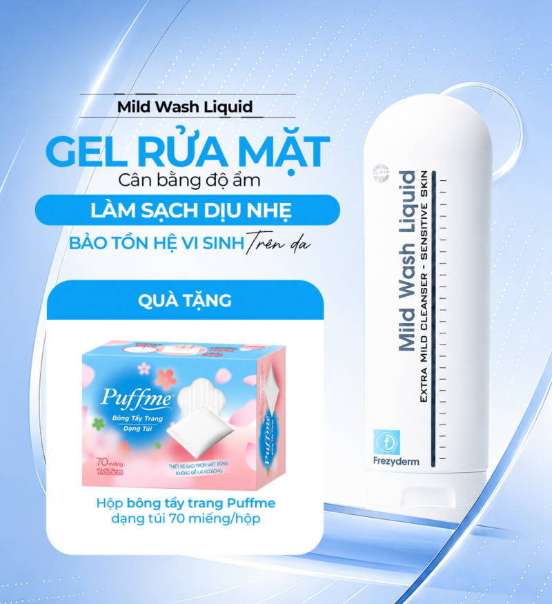 Gel rửa mặt cân bằng độ ẩm Frezyderm Mild Wash Liquid 200ml